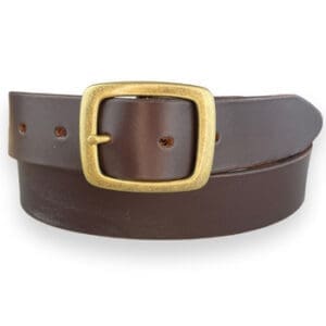 38MM DARK BROWN BELT WITH PEARL GOLD FULL BUCKLE