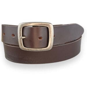 38MM DARK BROWN BELT WITH PEARL SILVER FULL BUCKLE