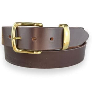 38MM DARK BROWN BELT WITH BRIGHT GOLD BUCKLE