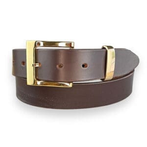 38MM DARK BROWN BELT WITH SQUARE GOLD BRIGHT BUCKLE
