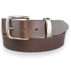 38MM DARK BROWN BELT WITH BRIGHT SILVER BUCKLE